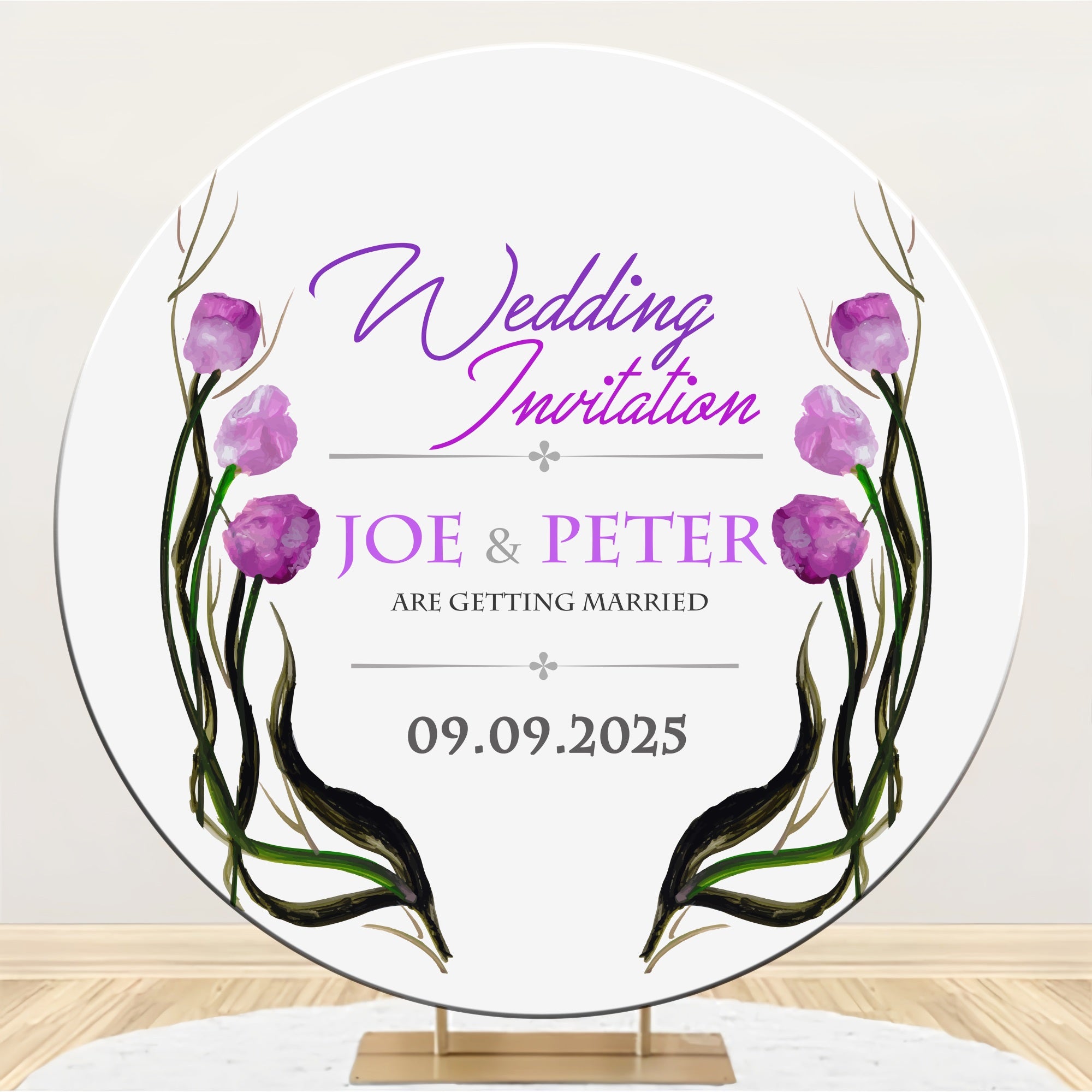 Personalized Photo Backdrop Wedding Purple Bloom Round Backdrop UK BRP12-326