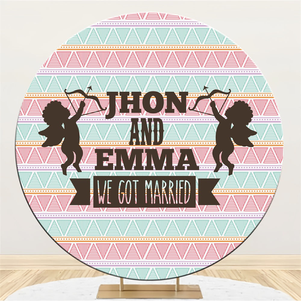 Personalized Backdrop For Wedding Cupid Theme Colorful Round Backdrop UK BRP12-329