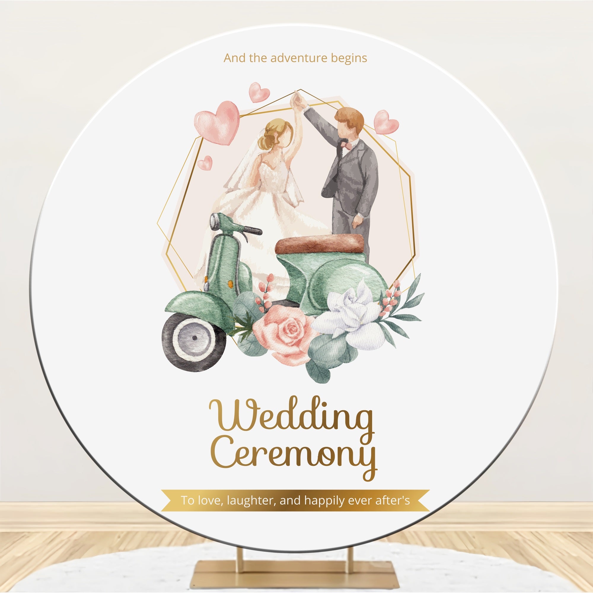 Wedding Backdrop Custom Vintage Scooter Round Backdrop UK BRP12-337