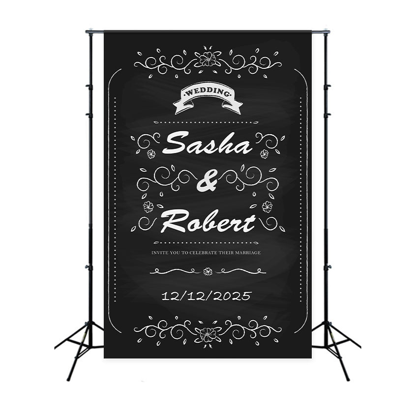 Customized Wedding Backdrops Romantic Chalk Floral Backdrop UK BRP12-338
