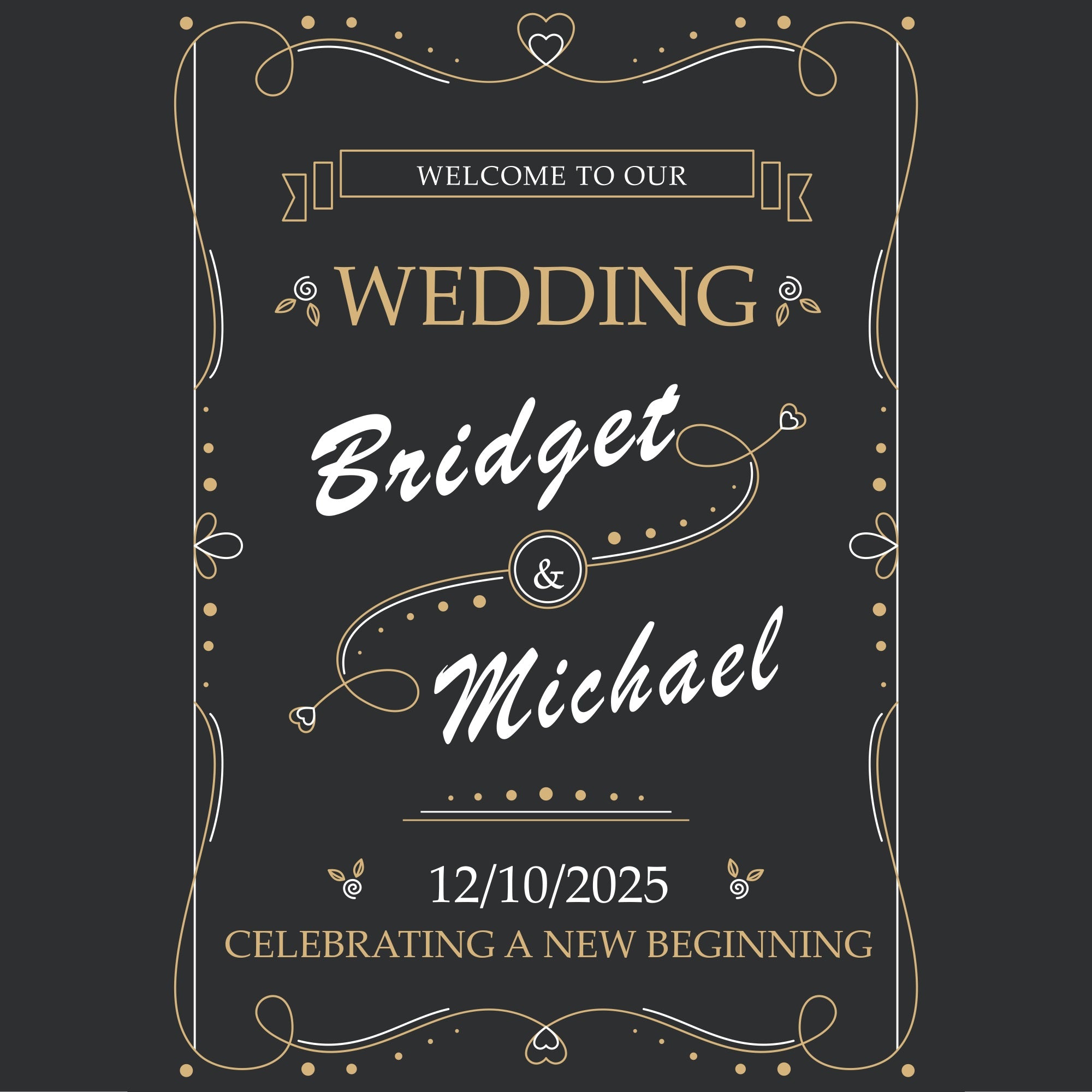 Personalized Wedding Backdrops Black Chalk Style Elegant Backdrop UK BRP12-340