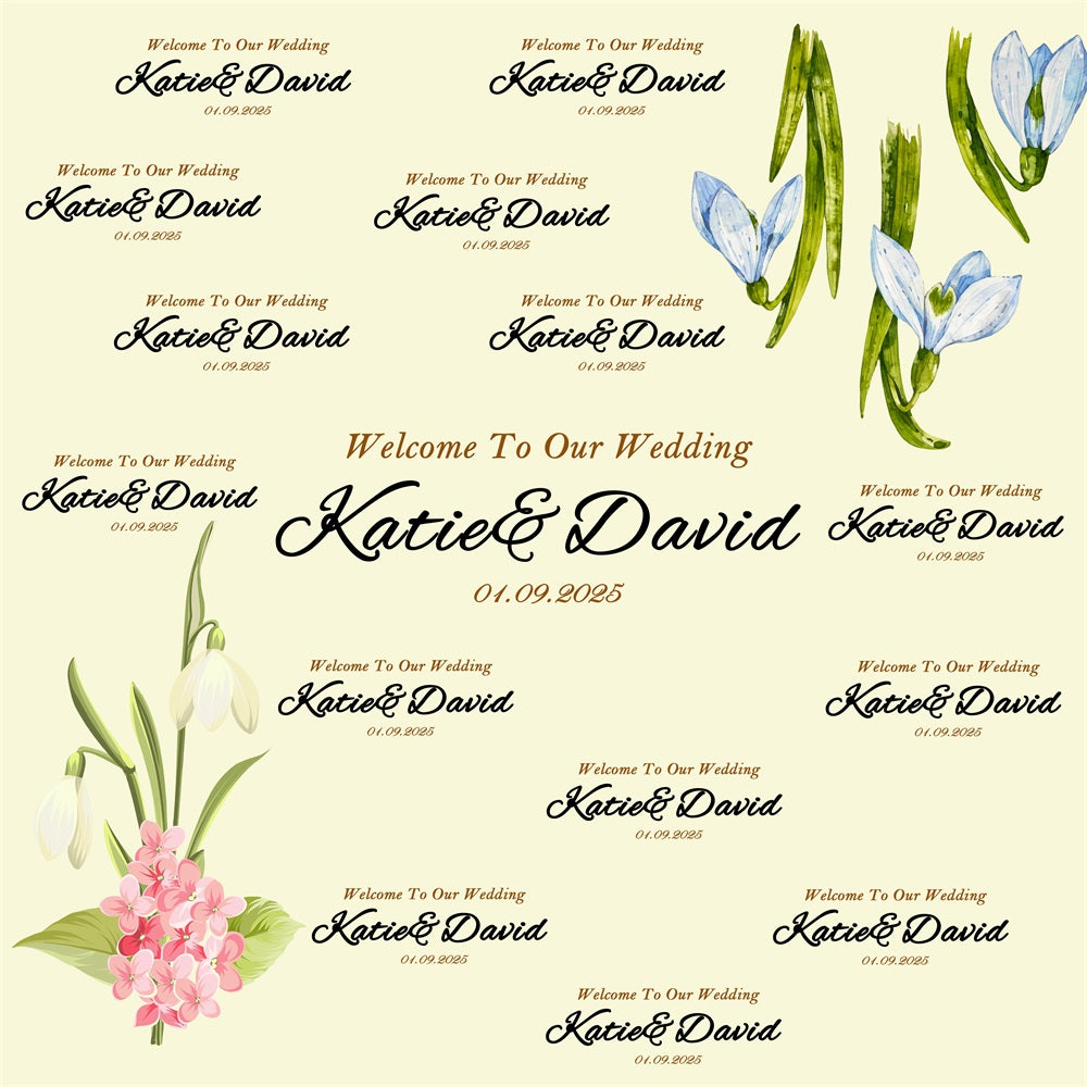 Personalized Backdrop Wedding Soft Vintage Flowers Backdrop UK BRP12-351