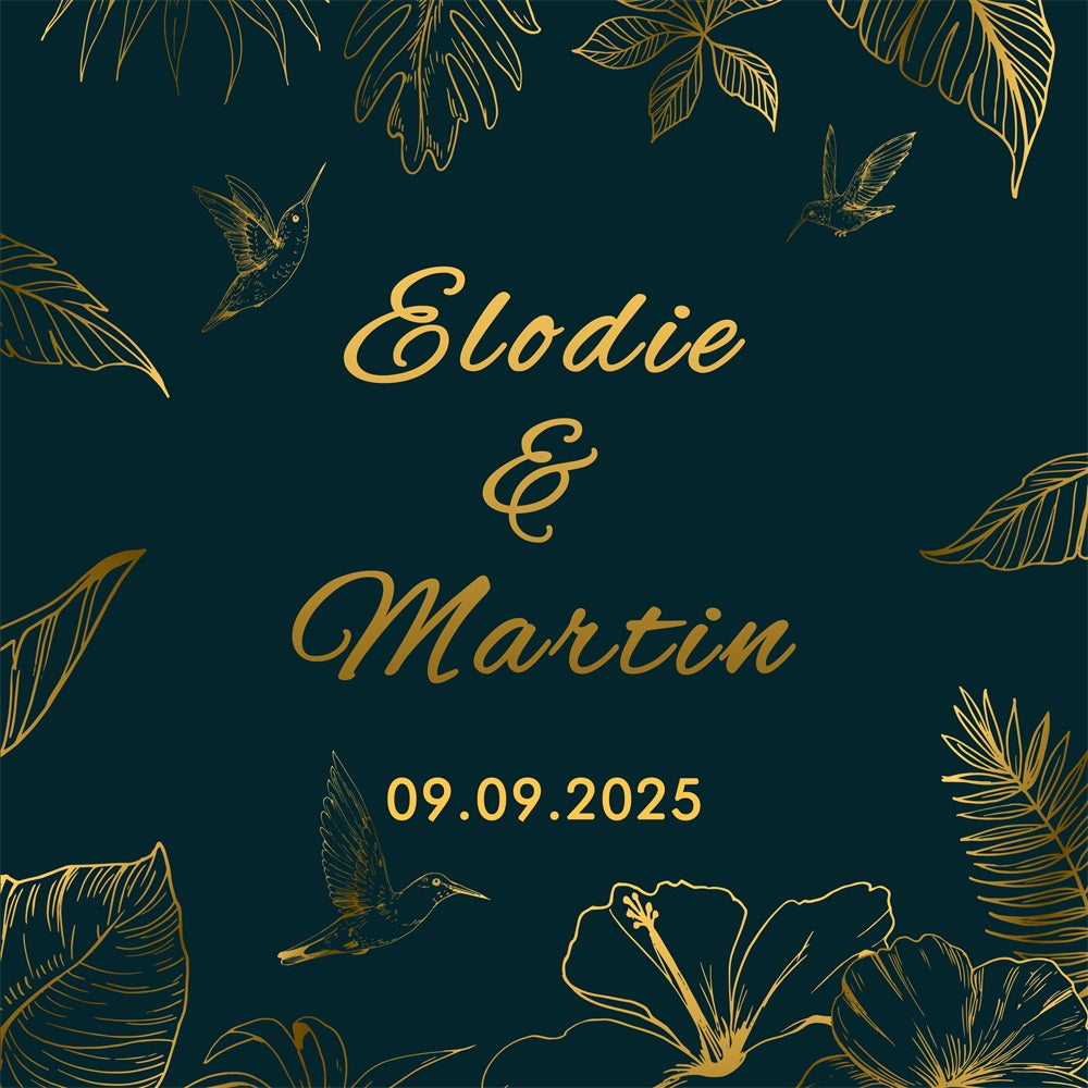 Personalized Wedding Backdrops Green Gold Nature Backdrop UK BRP12-363