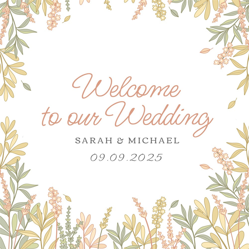 Personalized Wedding Backdrops Spring Theme Welcome Backdrop UK BRP12-373