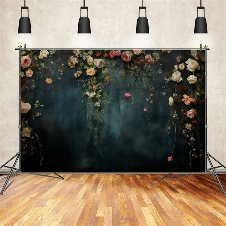 Maternity Shoot Backdrop Rose Vintage Blue Wall Backdrop UK BRP12-44