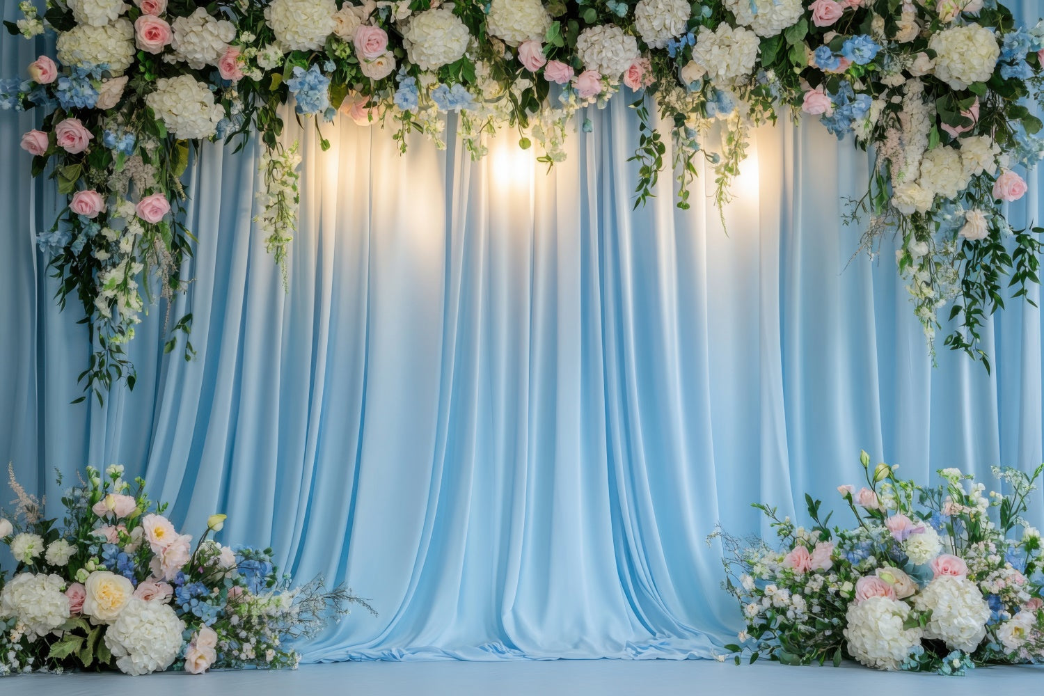 Spring Backdrops Soft Blue Floral Drapes Wedding Backdrop UK BRP12-449
