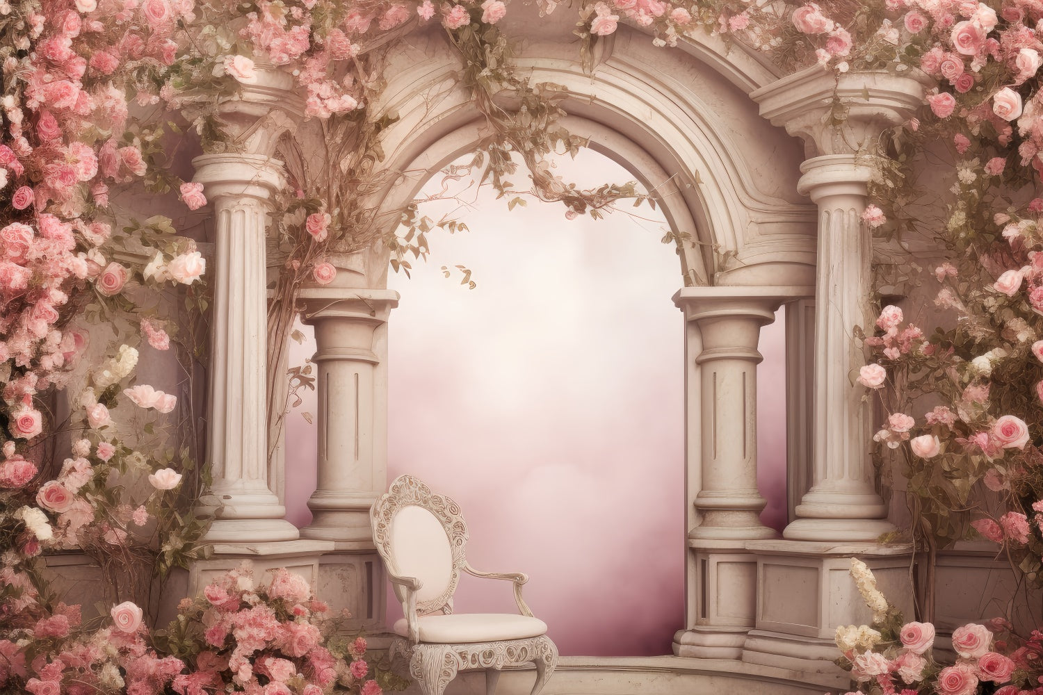 Spring Photography Backdrops Dreamy Pink Floral Arch Backdrop UK BRP12-453