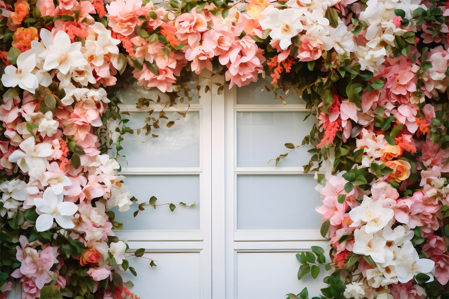 Spring Backdrop Ideas Charming Flowers White Window Backdrop UK BRP12-462