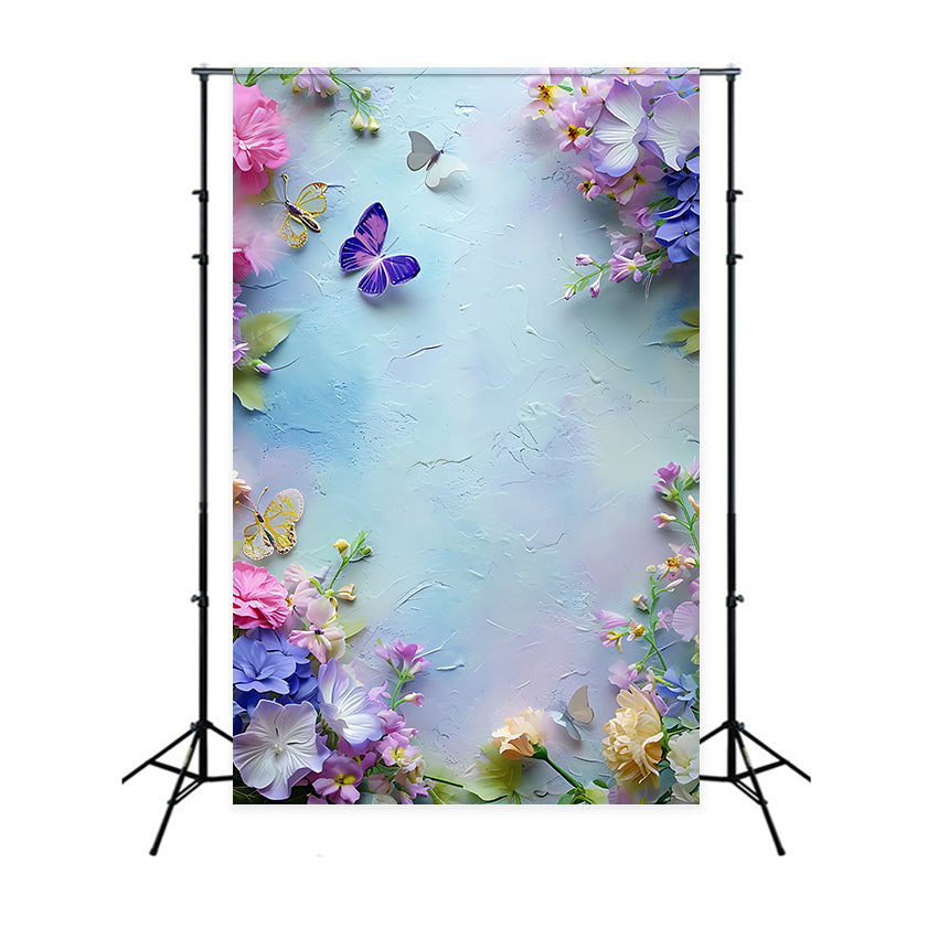 Backdrops For Spring Dreamy Floral Fluttering Butterflies Backdrop UK BRP12-465