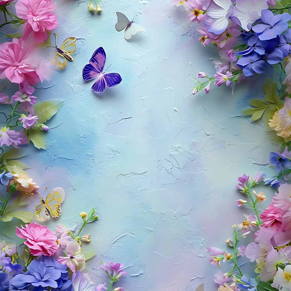 Backdrops For Spring Dreamy Floral Fluttering Butterflies Backdrop UK BRP12-465
