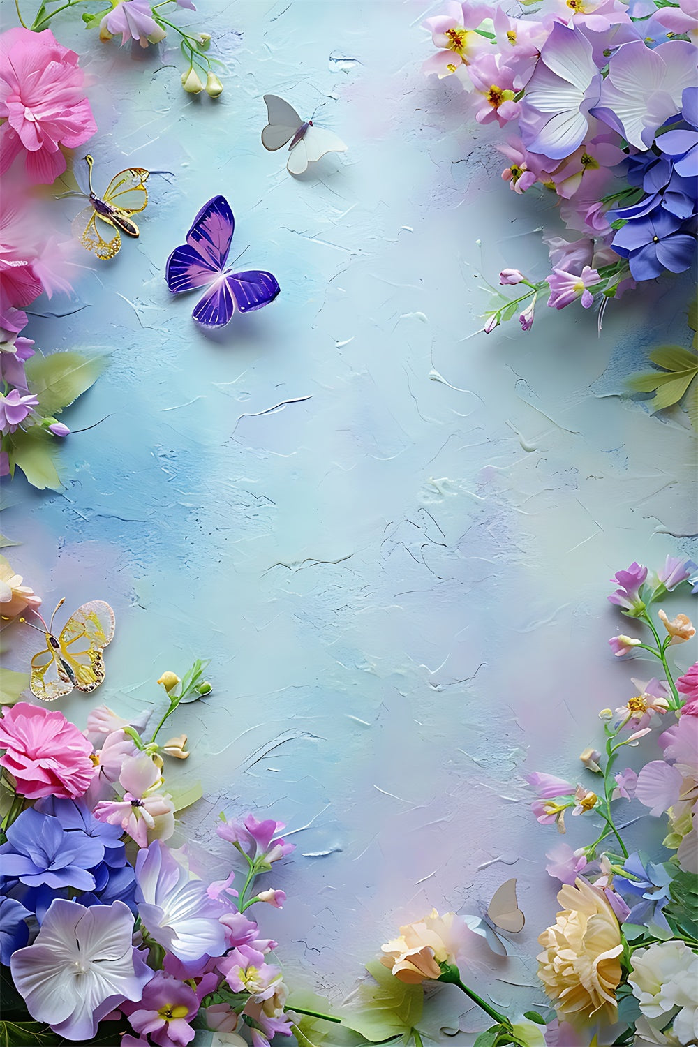 Backdrops For Spring Dreamy Floral Fluttering Butterflies Backdrop UK BRP12-465