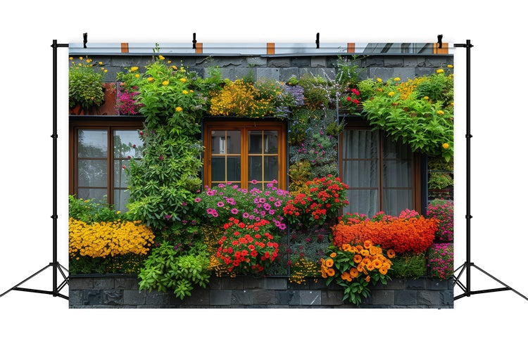 Spring Backdrop Colorful Flower Wall Cozy Cottage Backdrop UK BRP12-469