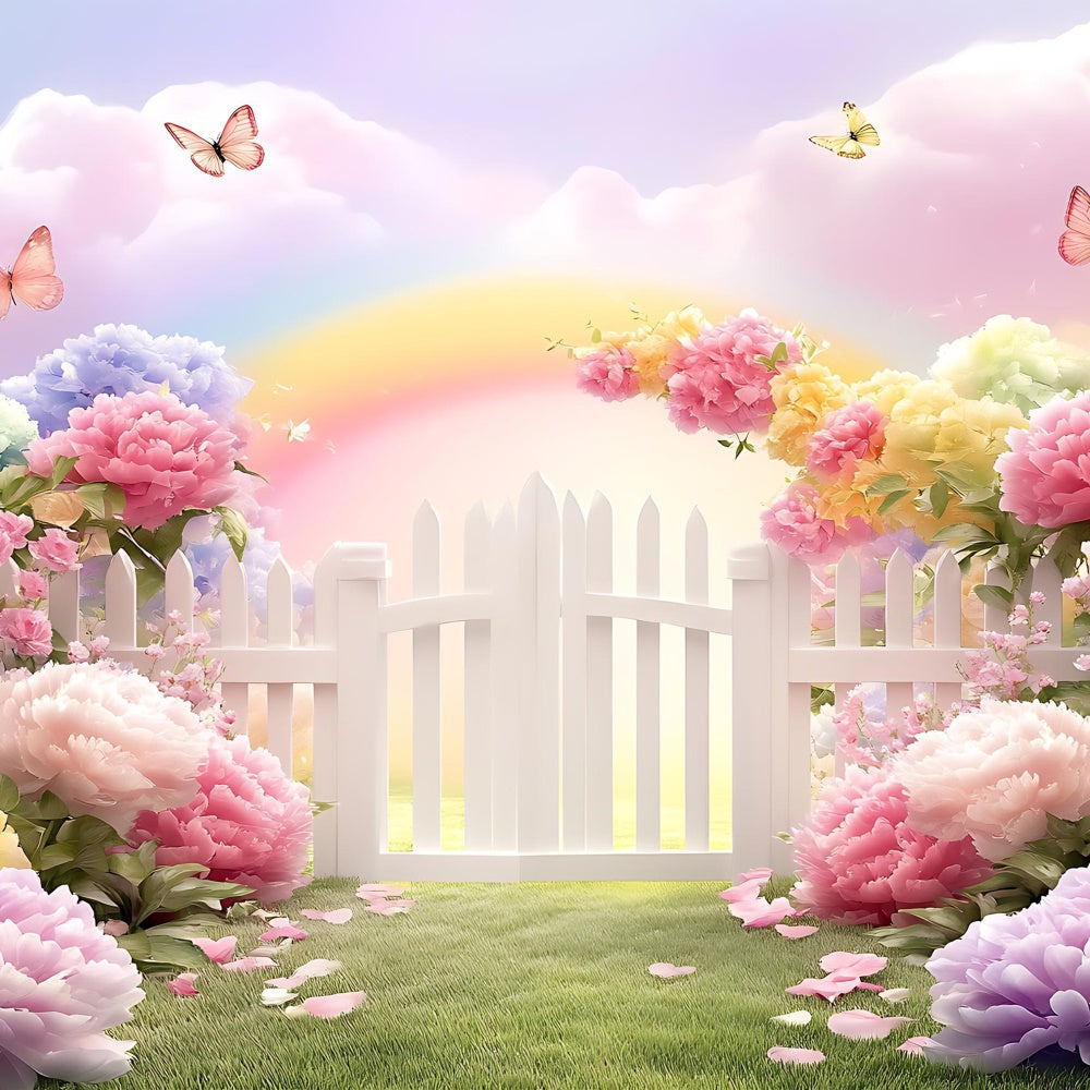 Spring Photo Backdrop Vibrant Flowers Pastel Rainbow Backdrop UK BRP12-478