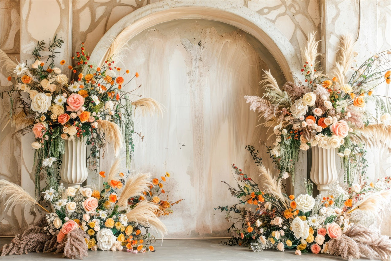 Spring Backdrops Photography Beige Archway Elegant Flower Backdrop UK BRP12-485