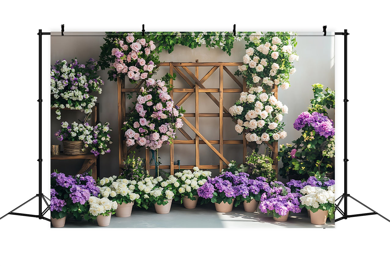 Spring Backdrop Floral Arrangement Rustic Trellis Backdrop UK BRP12-496