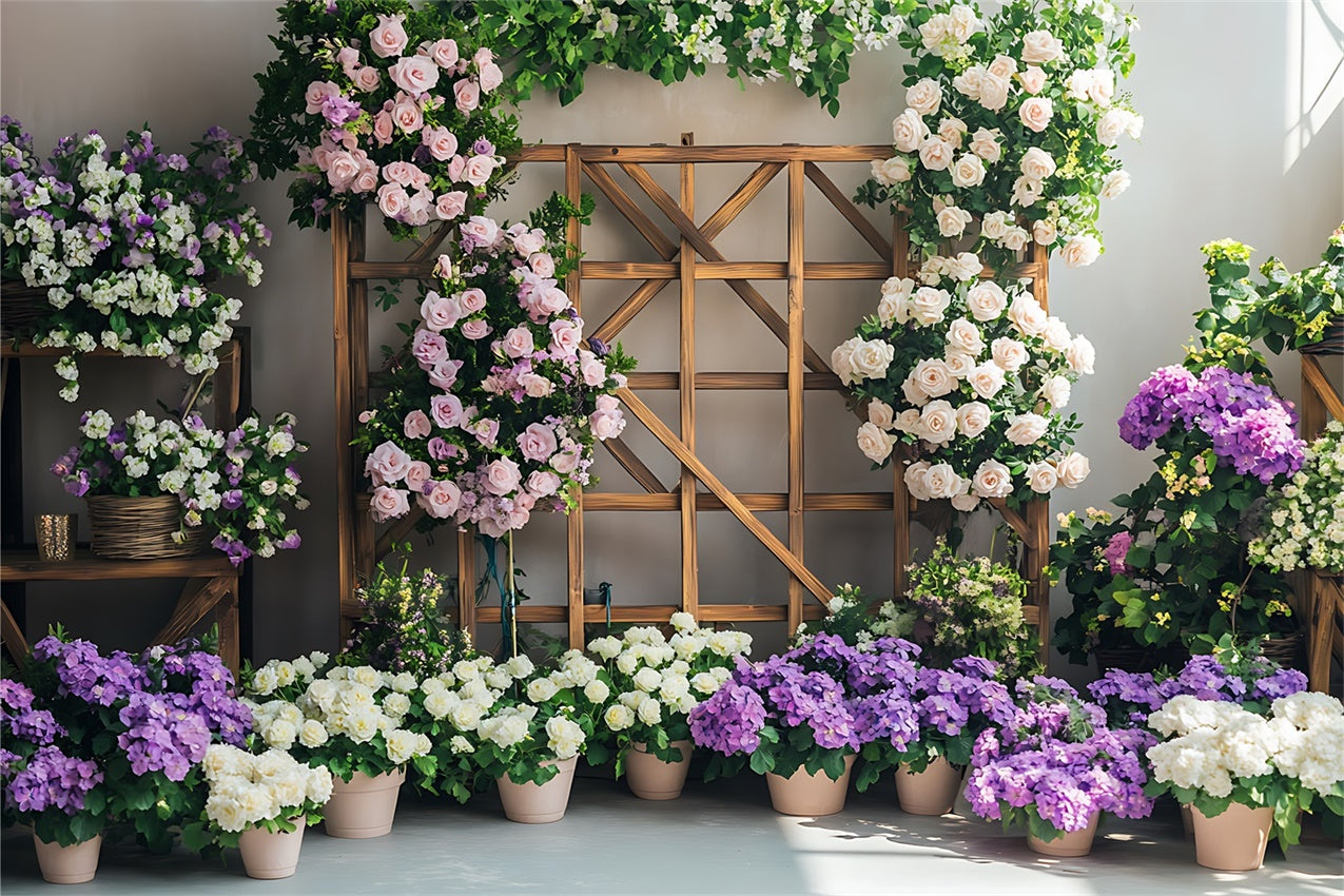 Spring Backdrop Floral Arrangement Rustic Trellis Backdrop UK BRP12-496