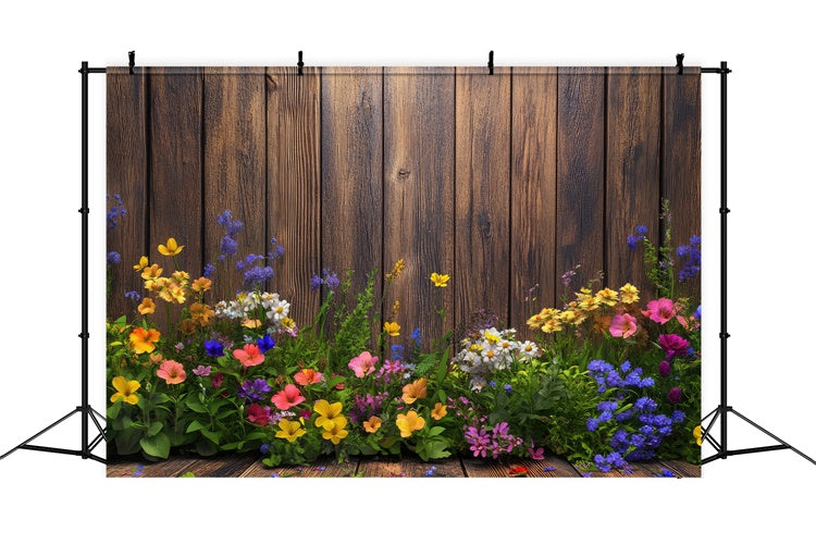 Spring Photo Backdrops Charm Floral Wooden Backdrop UK BRP12-498