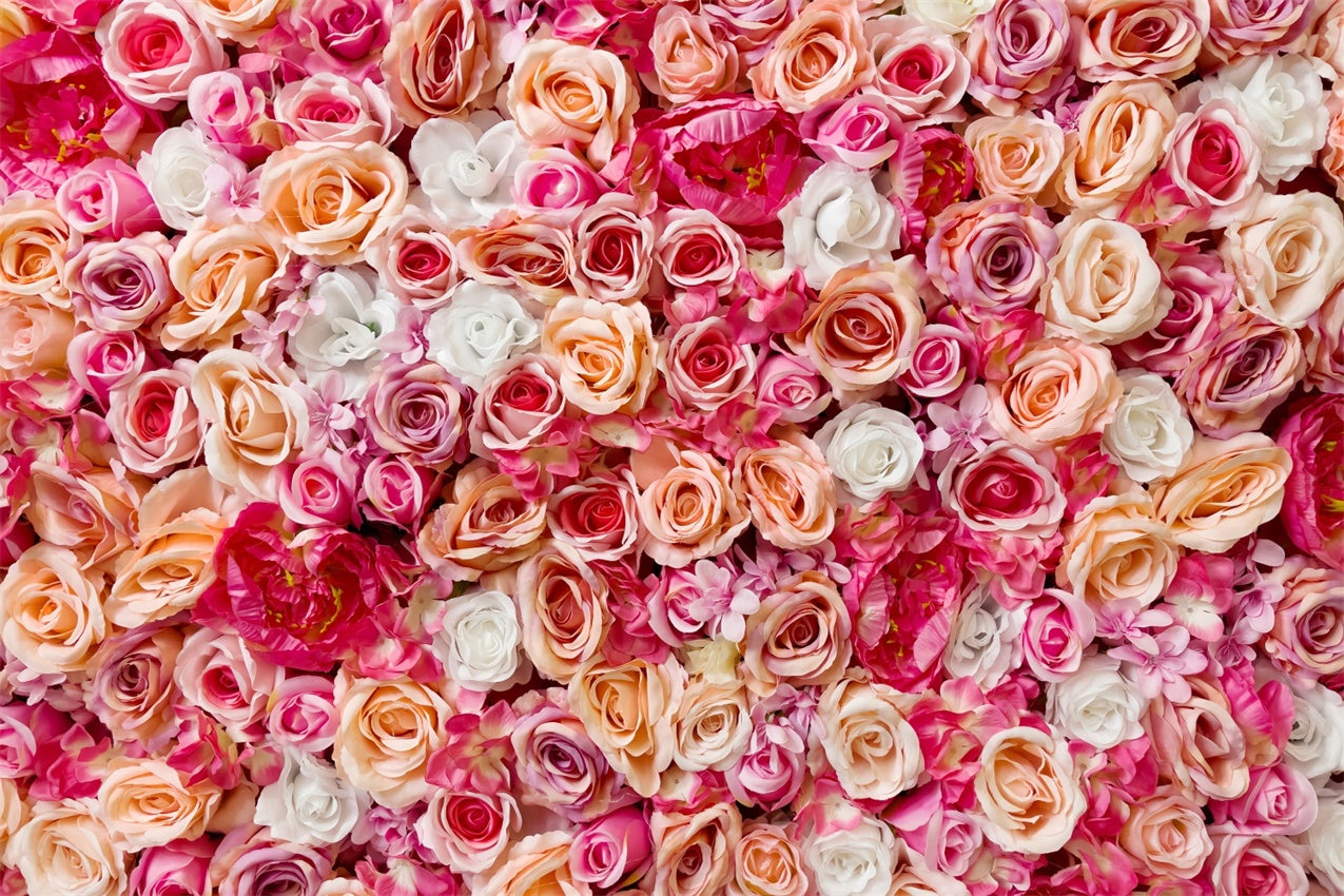Spring Picture Backdrop Pink Peach Flower Wall Backdrop UK BRP12-504