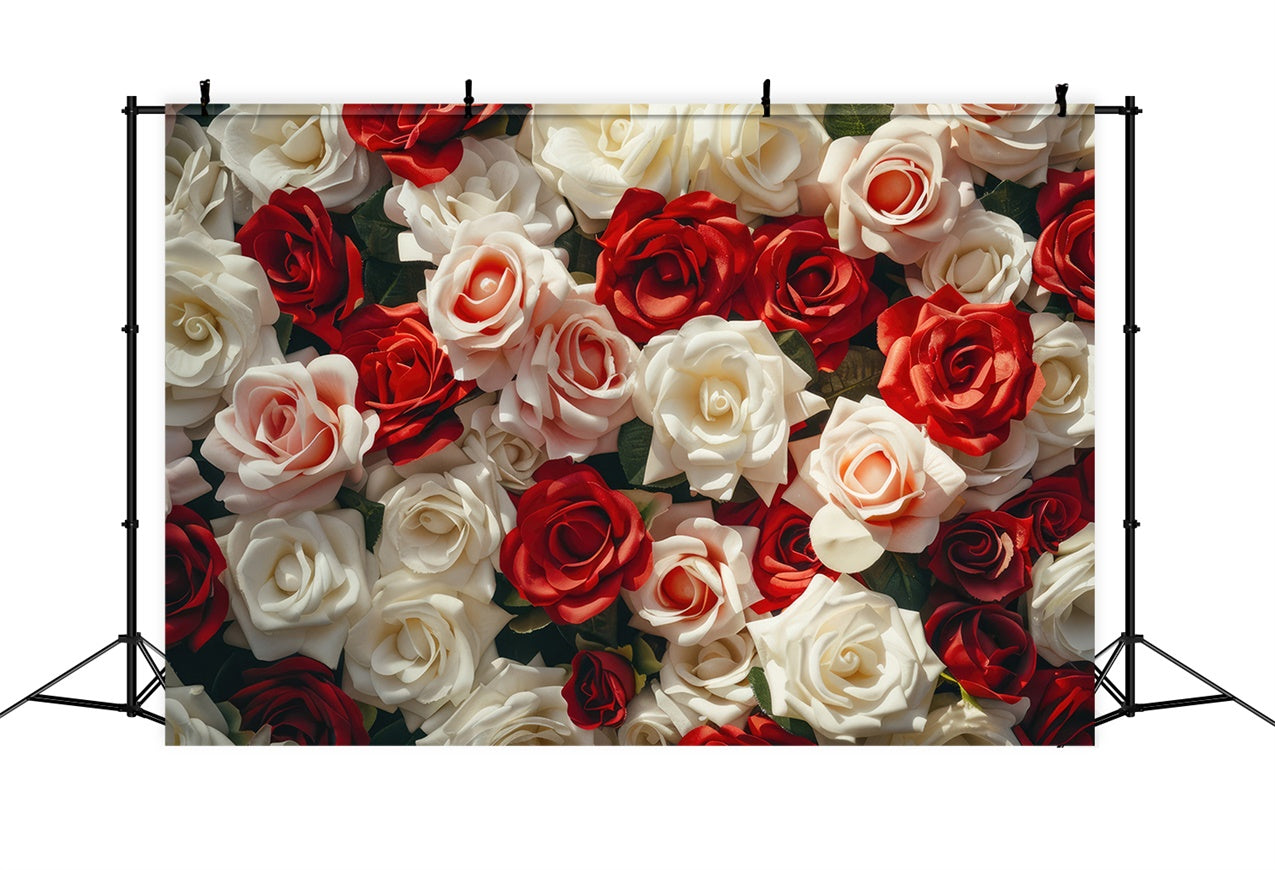 Flower Photo Backdrop Red White Rose Bouquet Backdrop UK BRP12-568