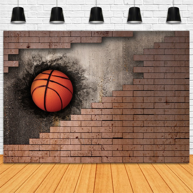 Sports Themed Backdrops Exploding Wall Basketball Game Backdrop UK BRP12-575