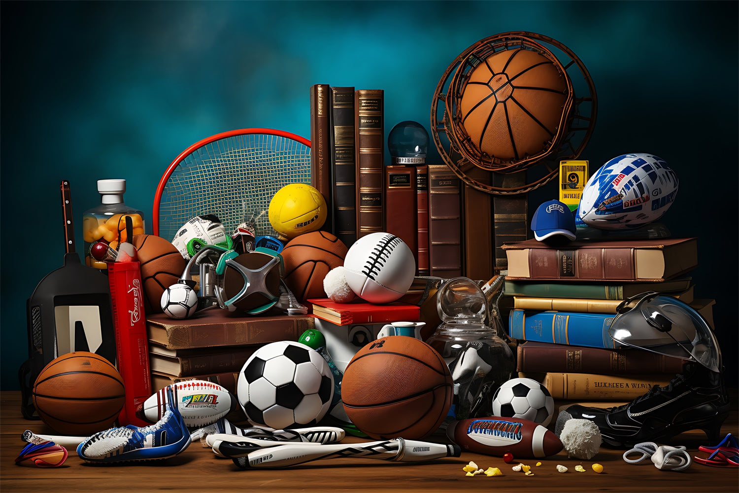 Sports Day Backdrop Ideas Balls Books Photography Backdrop UK BRP12-578