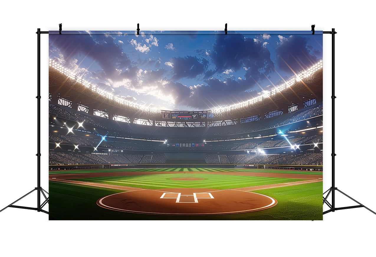 Sports Backdrops Baseball Court Stadium Lights Photography Backdrop UK BRP12-585