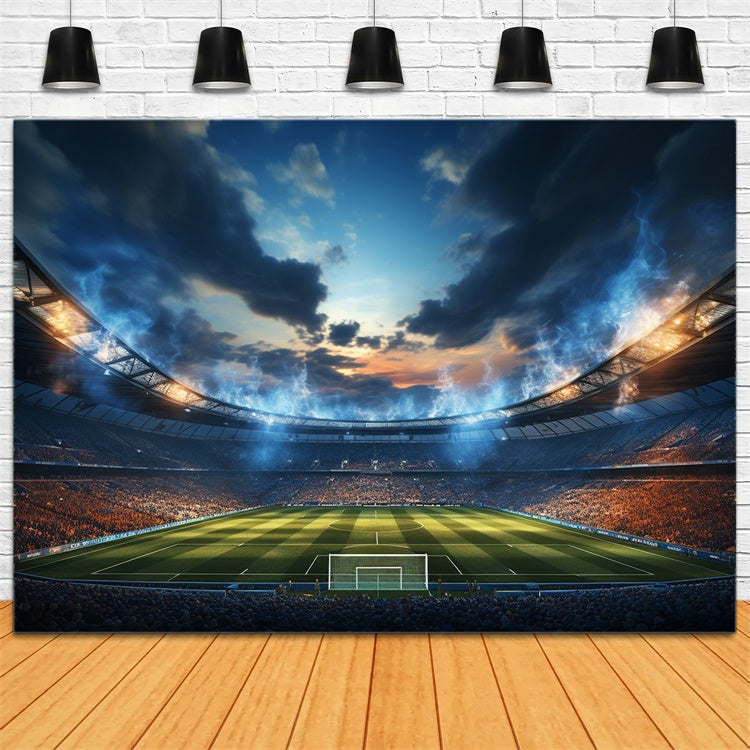 Sports Theme Backdrop Starry Night Soccer Stadium Backdrop UK BRP12-587