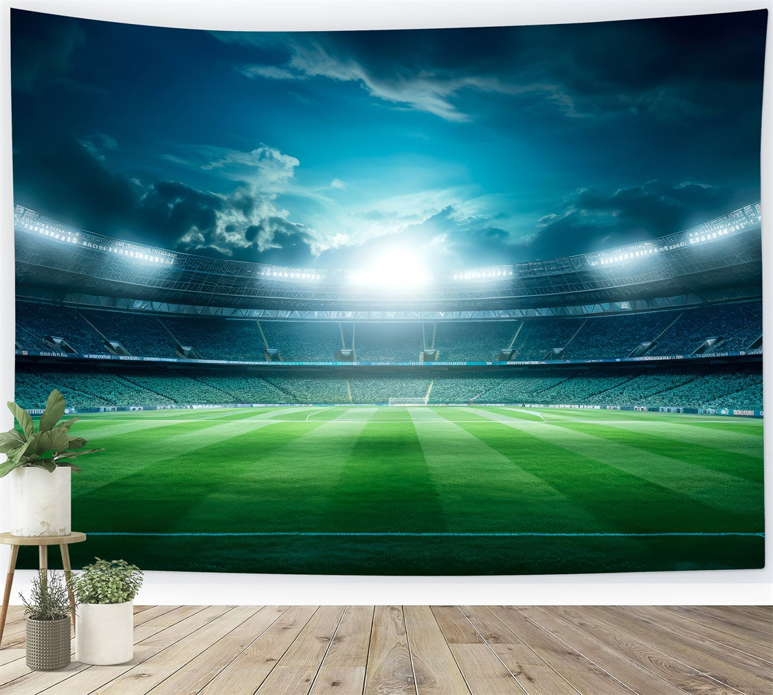 Sport Backdrop Cloudy Sky Football Field Photography Backdrop UK BRP12-588