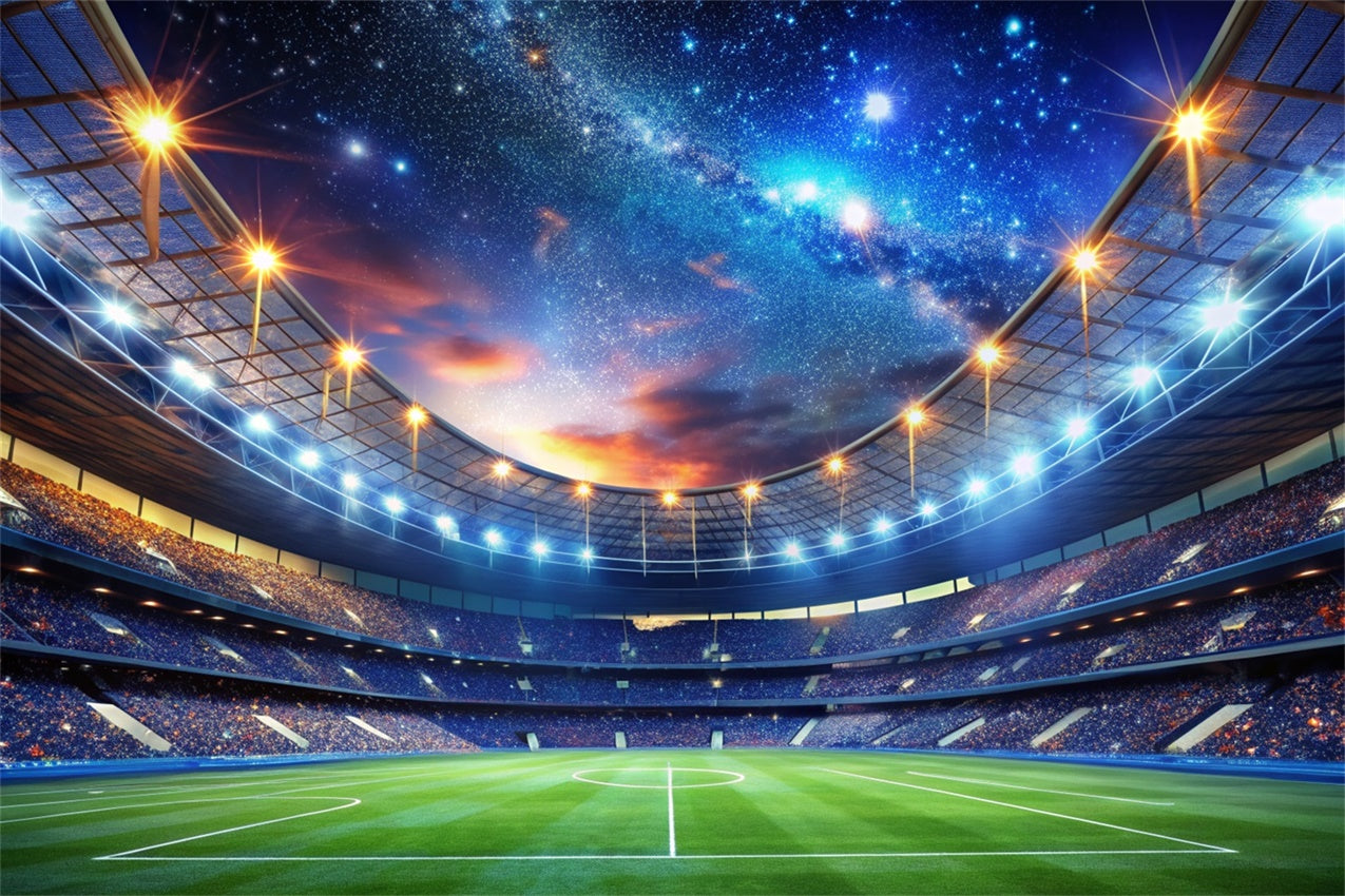 Sports Photo Backdrops Starry Football Field Event Backdrop UK BRP12-590