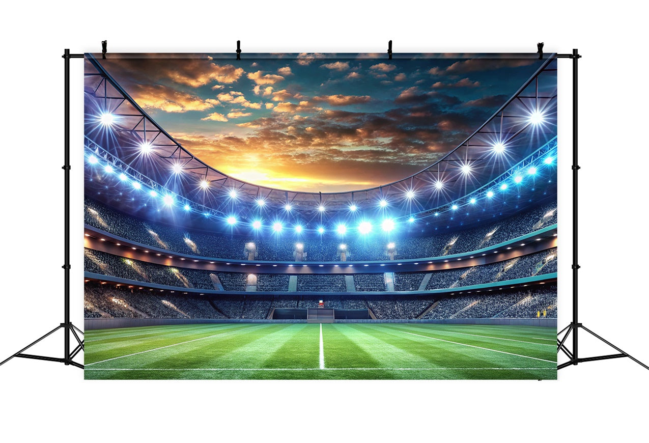 Sports Themed Backdrop Soccer Stadium Sunset Glow Backdrop UK BRP12-592