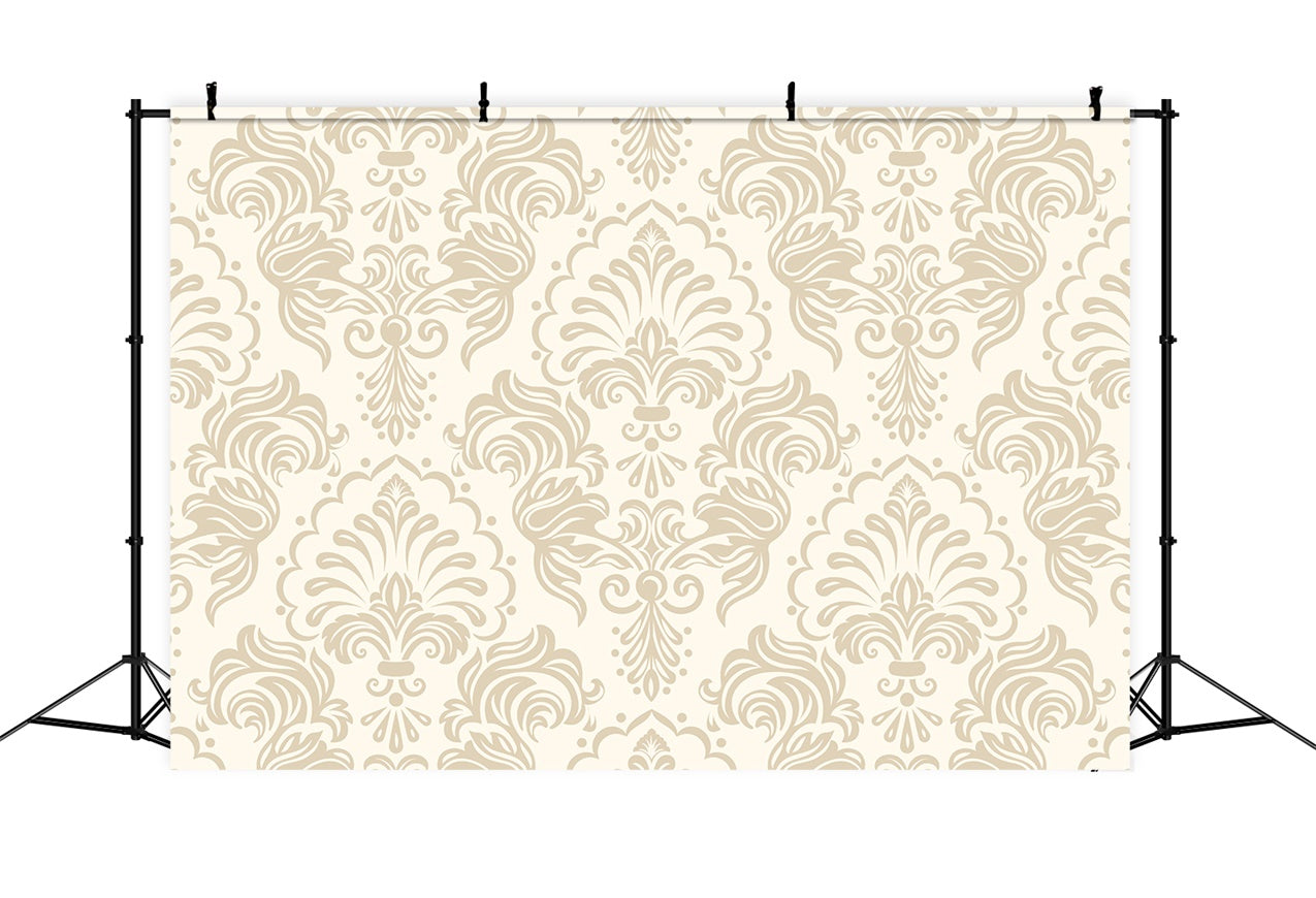 Damask Backdrop Creamy Beige Floral Decorative Backdrop UK BRP12-609