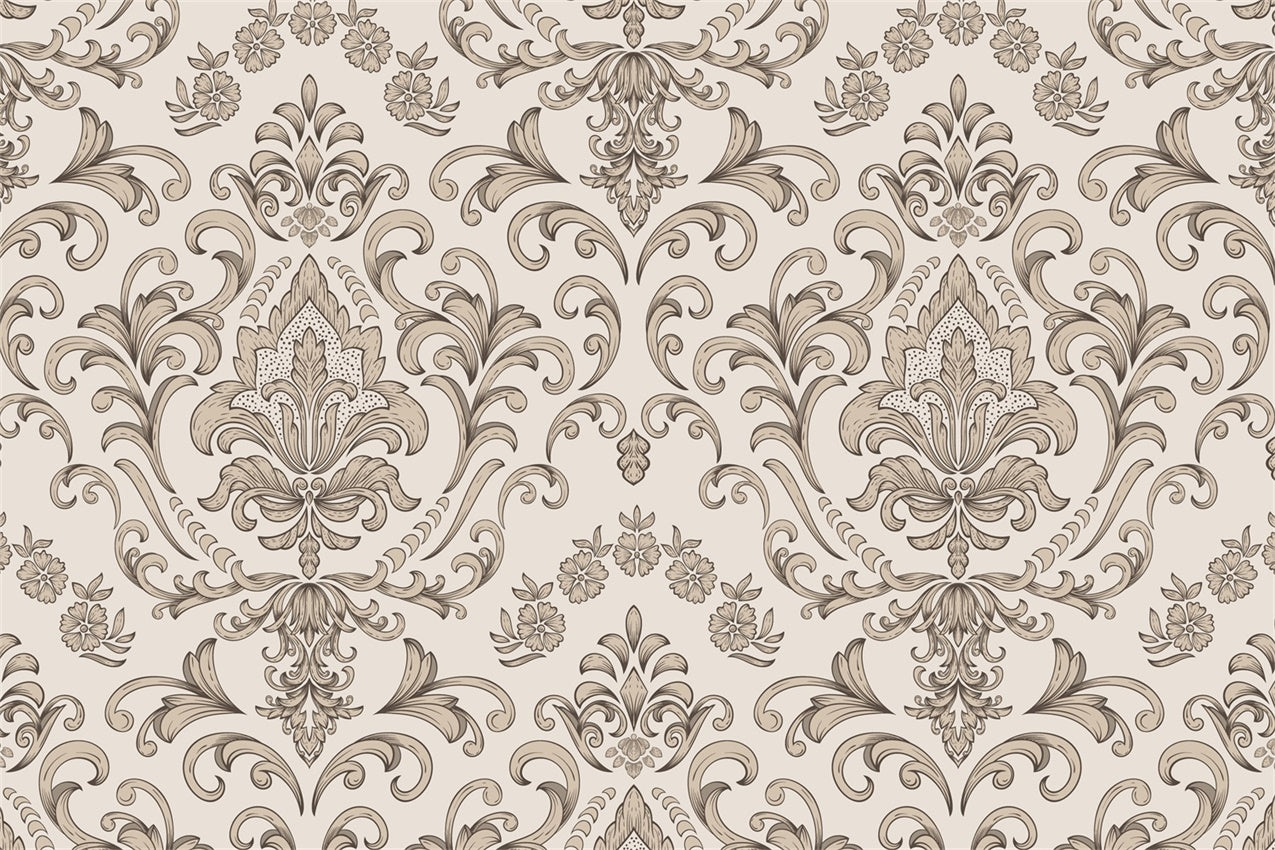 Damask Backdrops Elegant Brown Floral Decorative Backdrop UK BRP12-611