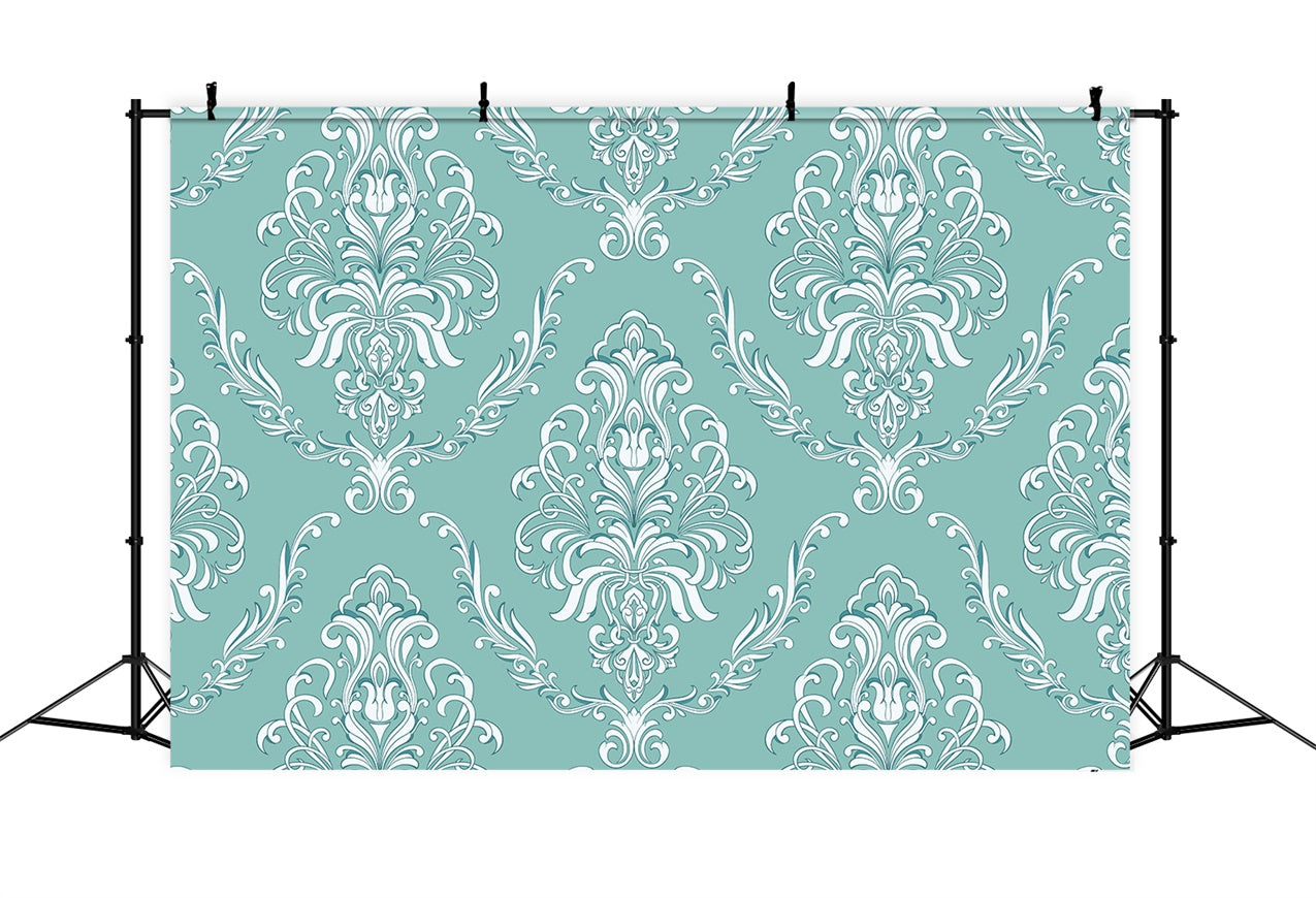 Damask Photo Backdrops Mint Green Floral Ornate Backdrop UK BRP12-617