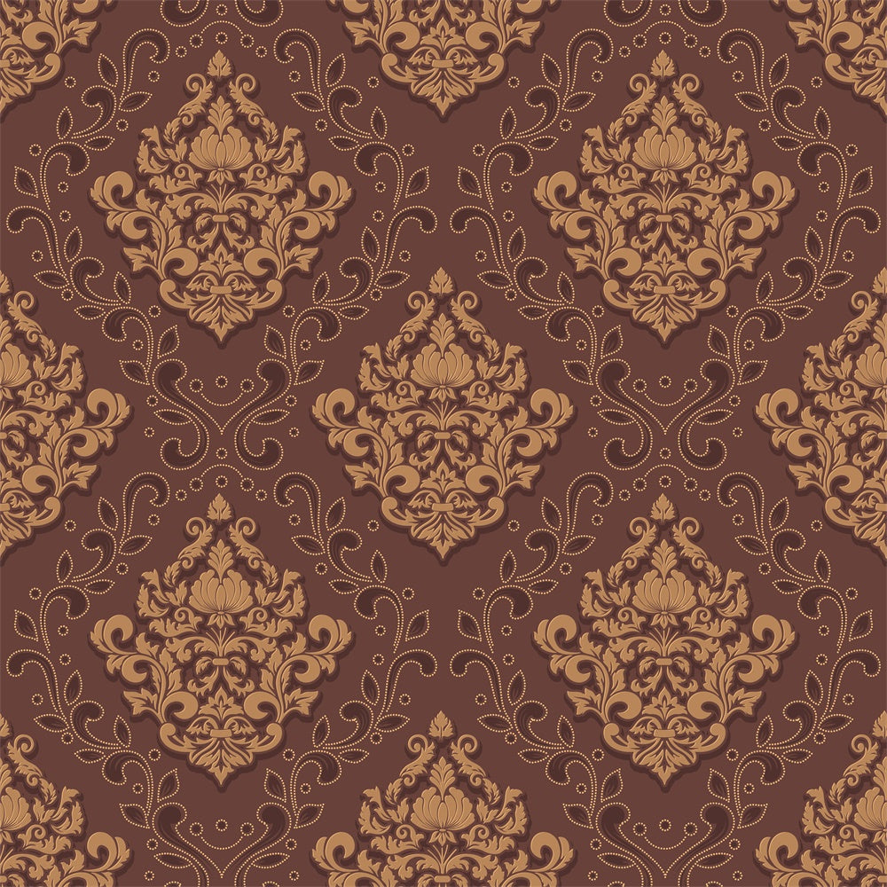 Damask Photo Backdrop Brown Ornamental Floral Backdrop UK BRP12-620