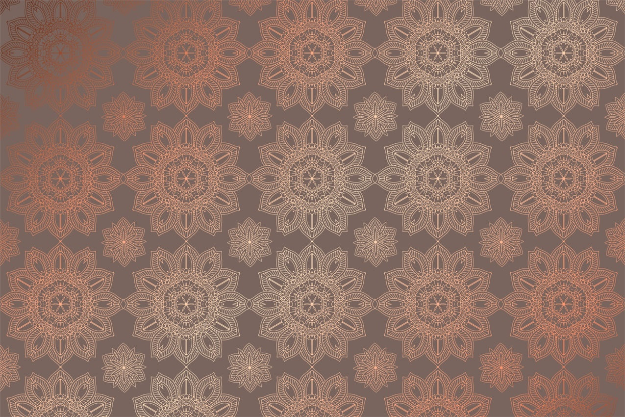 Damask Photography Backdrop Brown Medallion Pattern Backdrop UK BRP12-621