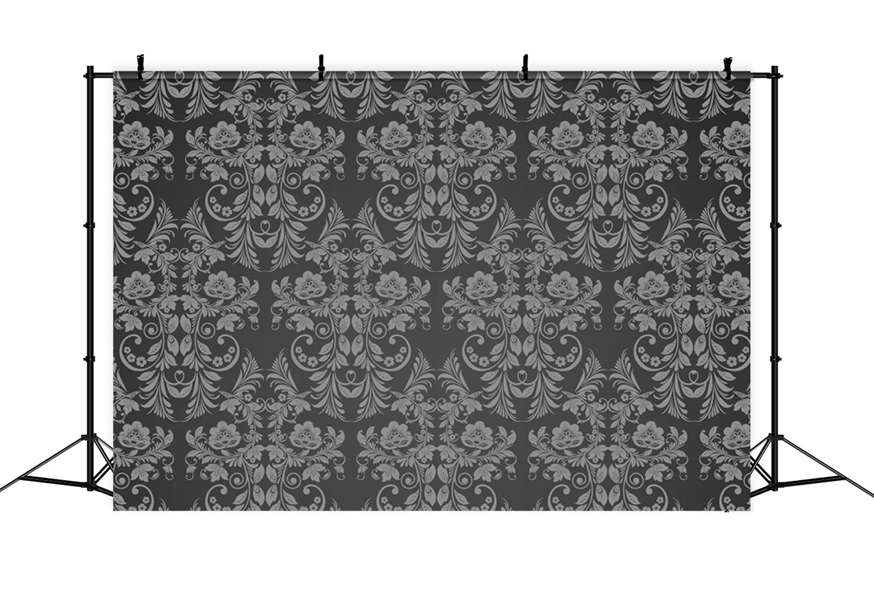 Damask Photography Backdrop Charcoal Grey Design Backdrop UK BRP12-625