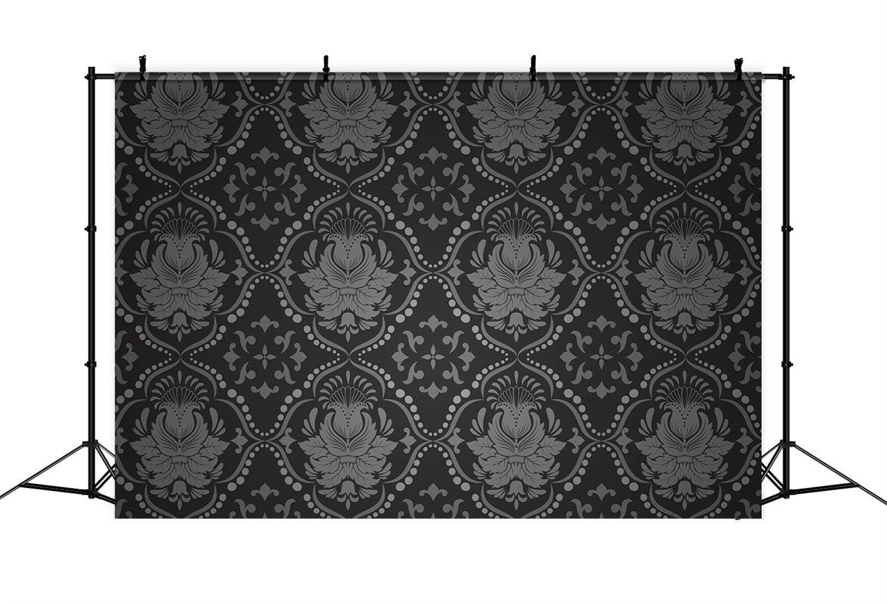 Damask Backdrop Gray Ornate Floral Pattern Backdrop UK BRP12-626