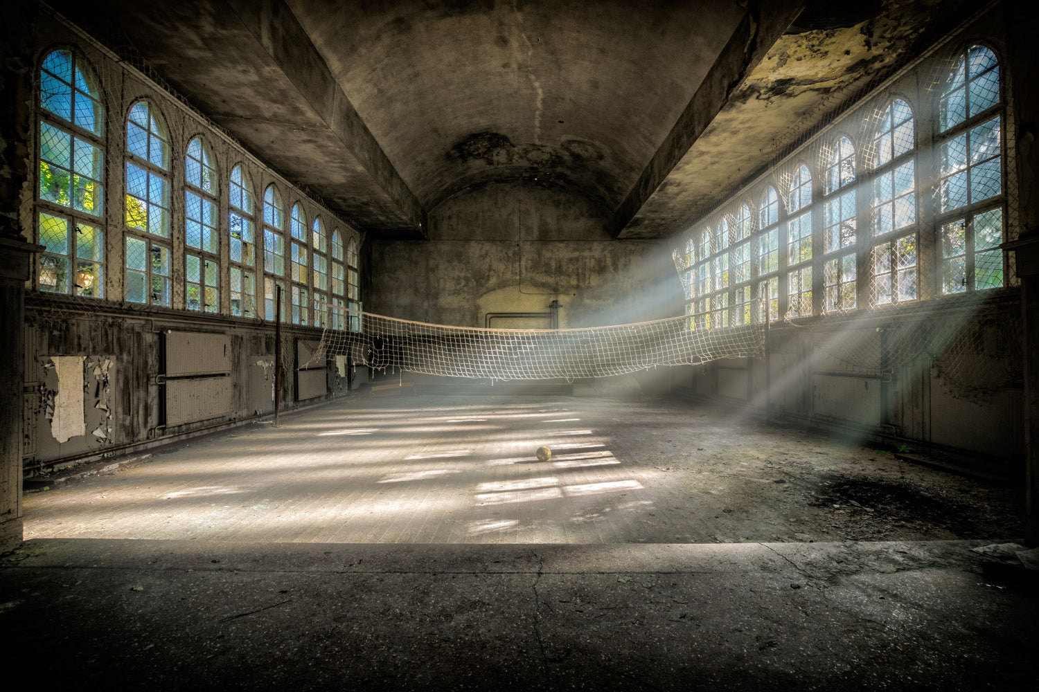 Architecture Backdrop Abandoned Sports Court Windows Backdrop UK BRP12-664