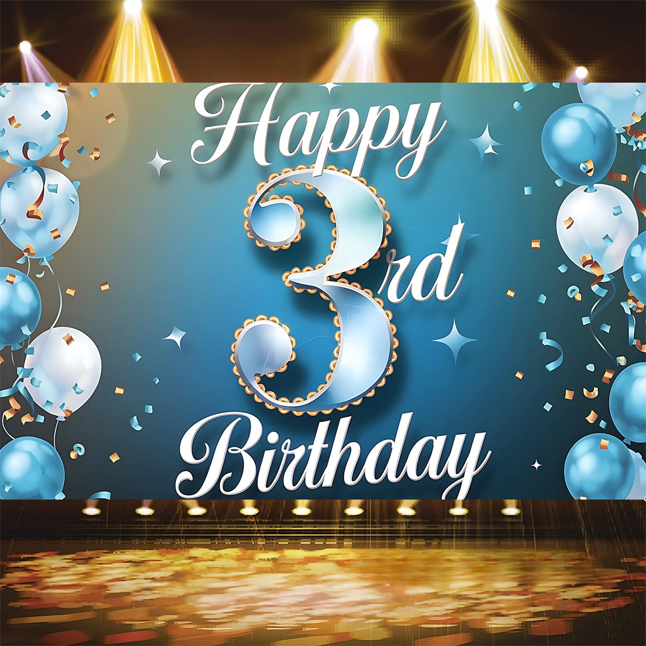 Custom Birthday Backdrops Happy 3rd Balloon Backdrop UK BRP2-237