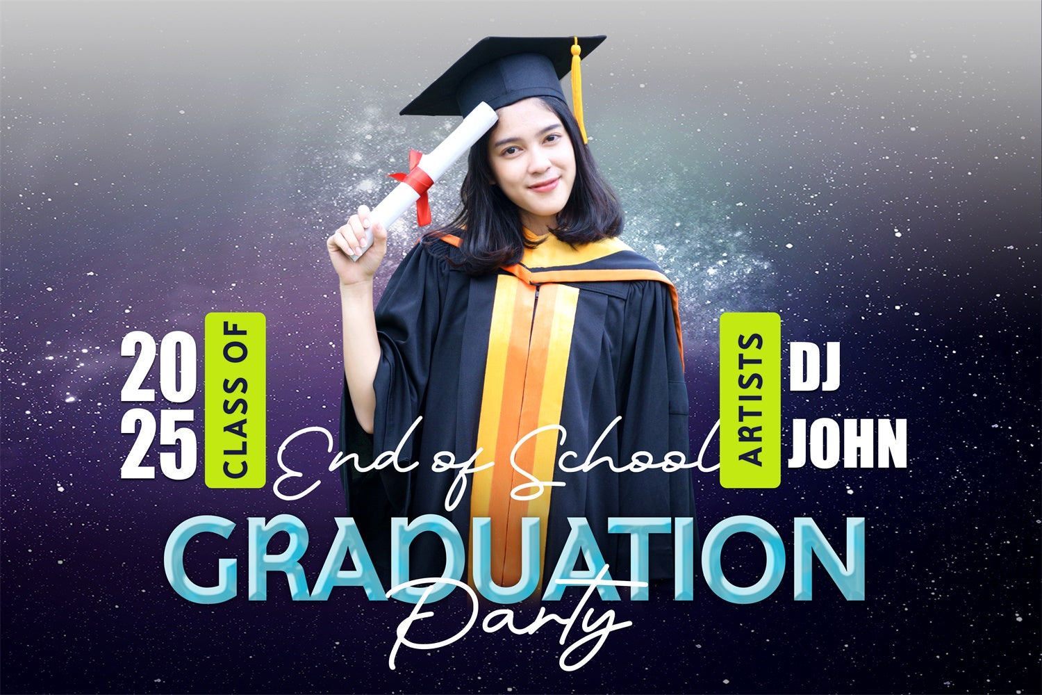 Custom Graduation Backdrops Galactic Themed Graduation Party Backdrop UK BRP2-279