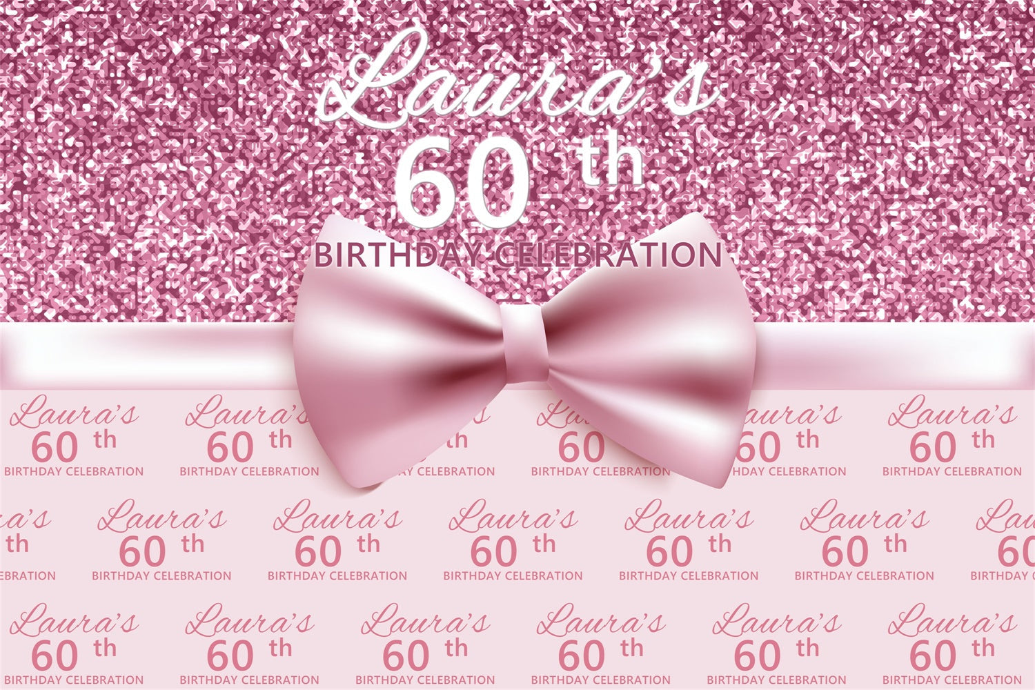 Personalized 60th Birthday Backdrop Pink Glitter Elegance Backdrop UK BRP3-101