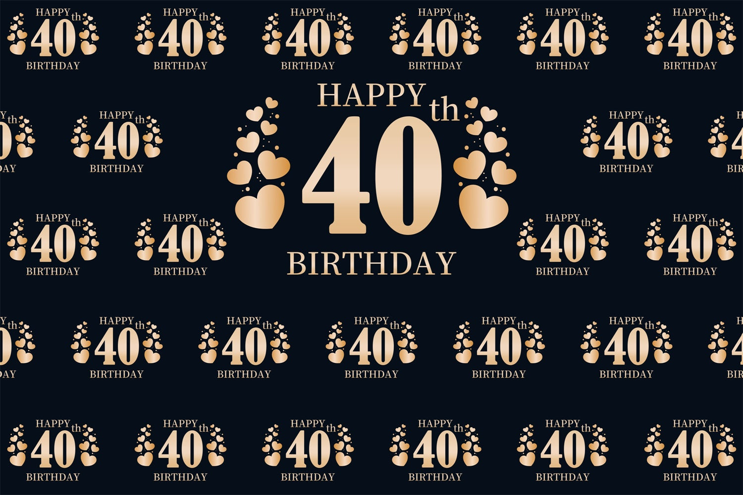 Personalized 40th Birthday Backdrop Chic Golden Hearts Backdrop UK BRP3-108