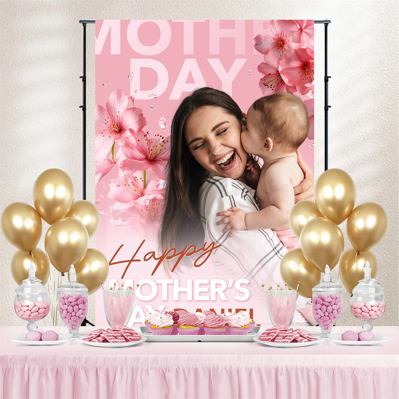 Mothers Day Photo Backdrop Floral Love Personalized Backdrop UK BRP3-119