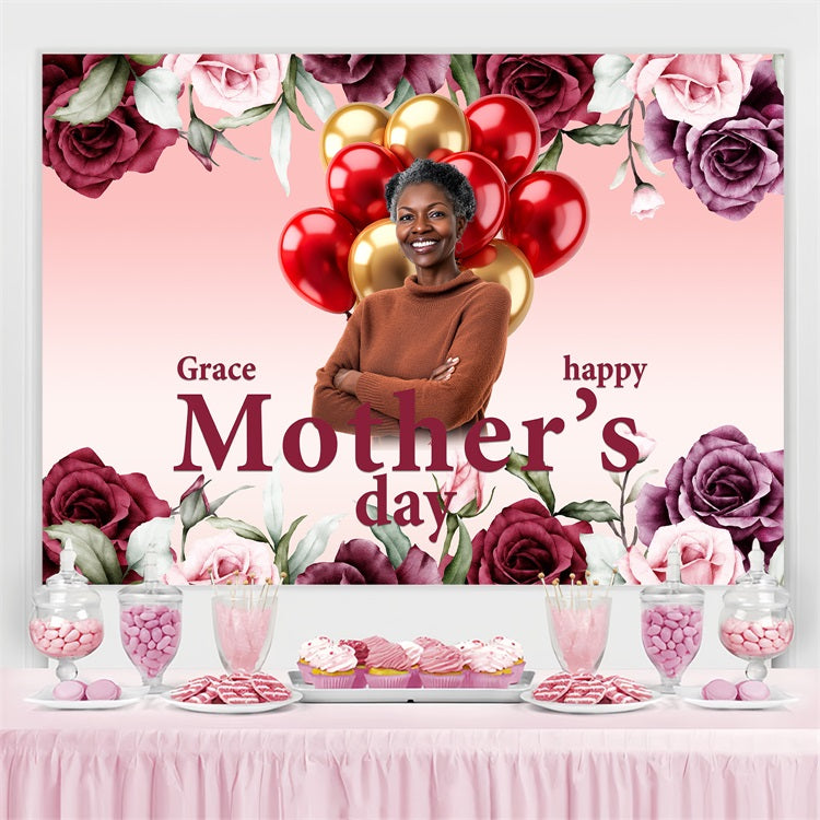 Backdrops For Mother's Day Bold Rose Balloons Customized Backdrop UK BRP3-150