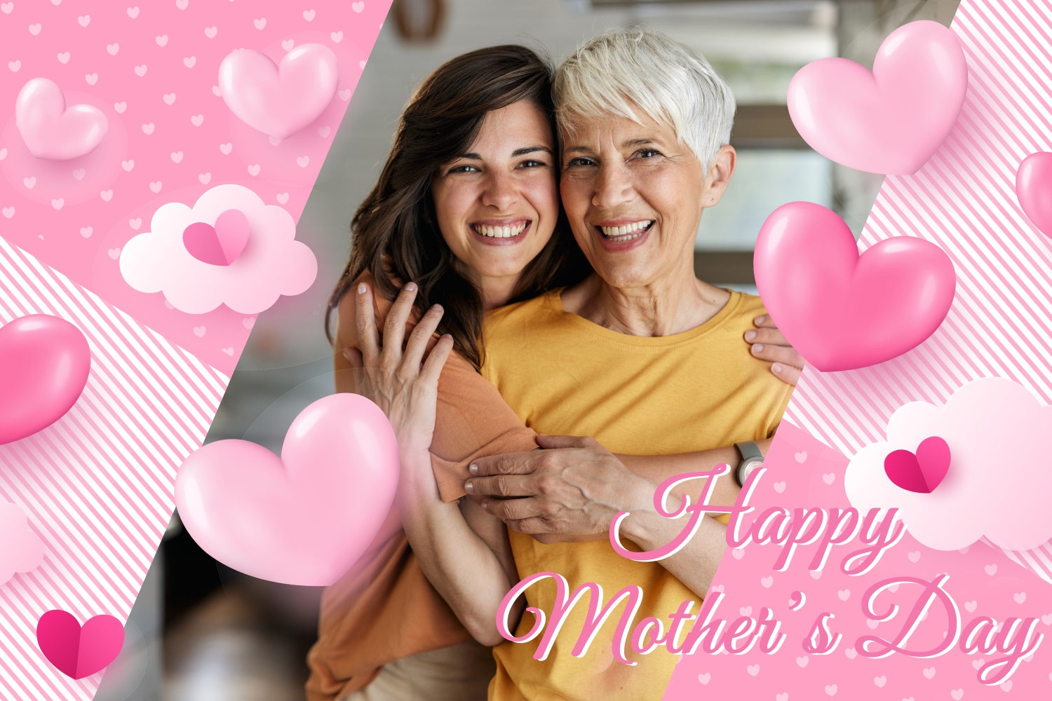 Backdrop For Mothers Day Striped Pink Heart Customized Backdrop UK BRP3-162