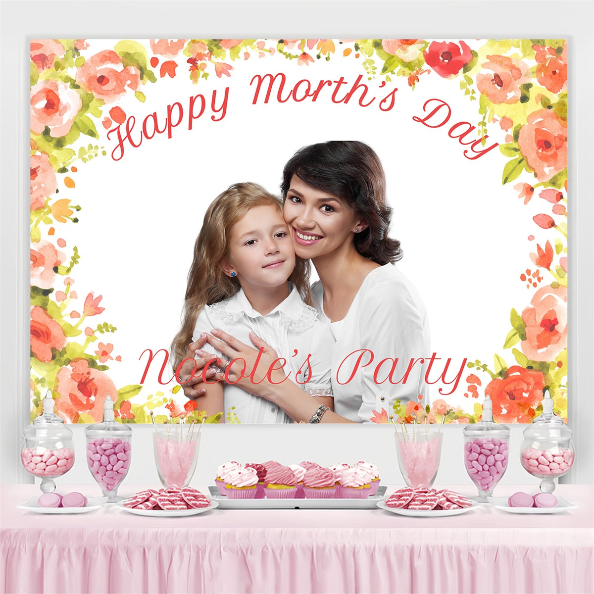 Mother's Day Backdrop Lovely Watercolor Floral Custom Backdrop UK BRP3-163