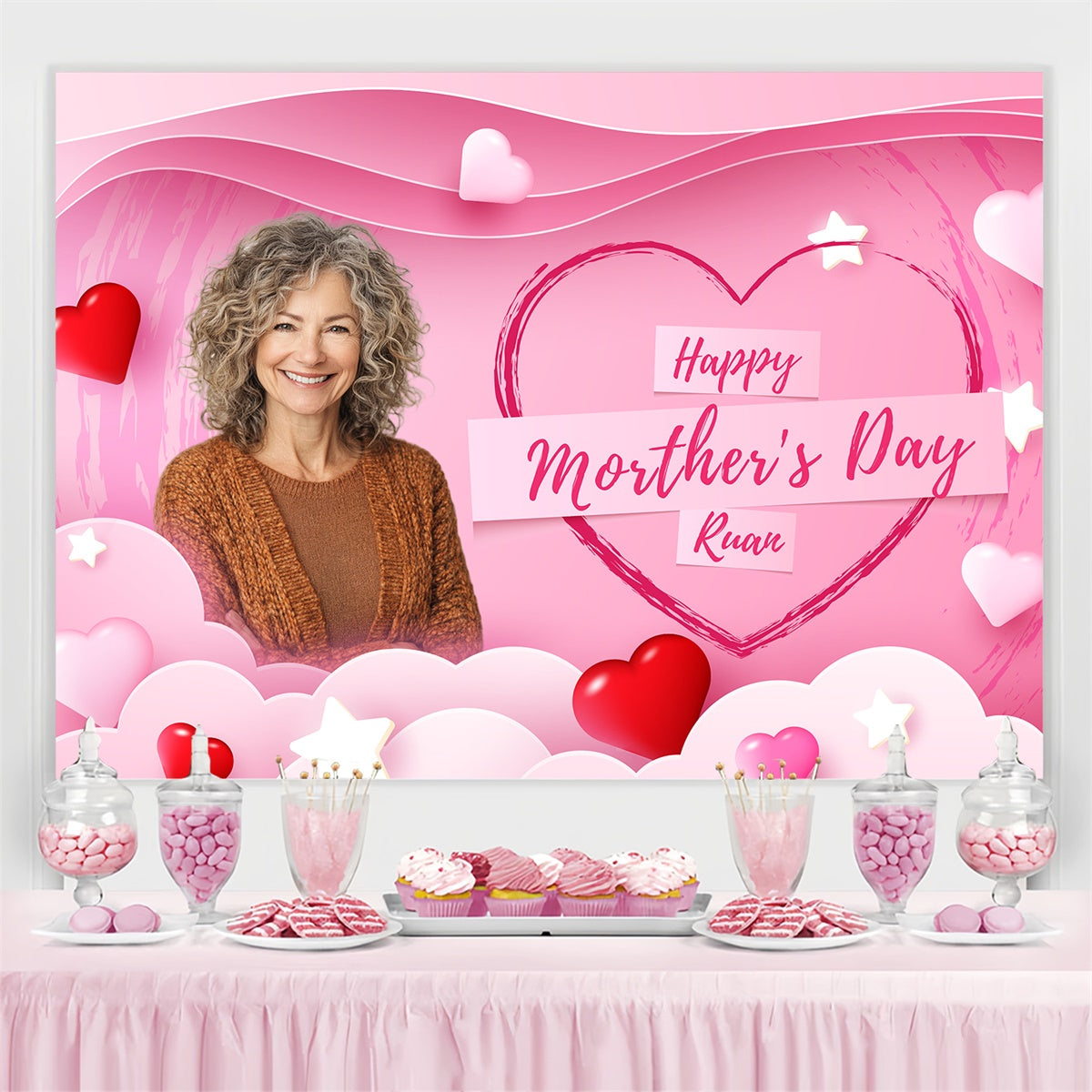 Mother's Day Backdrop Romantic Love Heart Personalized Backdrop UK BRP3-167