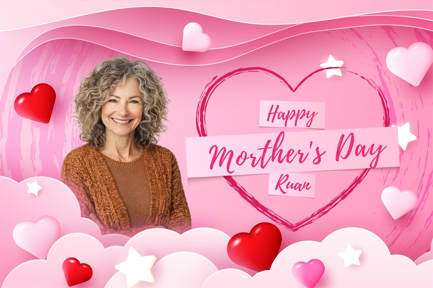 Mother's Day Backdrop Romantic Love Heart Personalized Backdrop UK BRP3-167