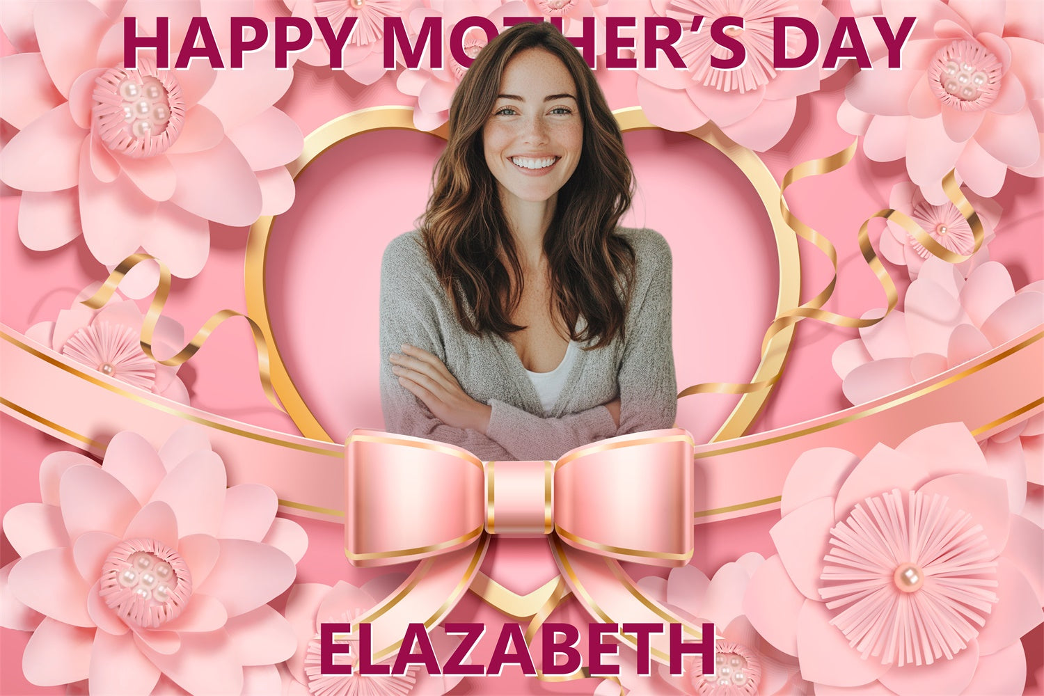Mothers Day Photo Backdrop Luxury Floral Ribbon Custom Backdrop UK BRP3-168