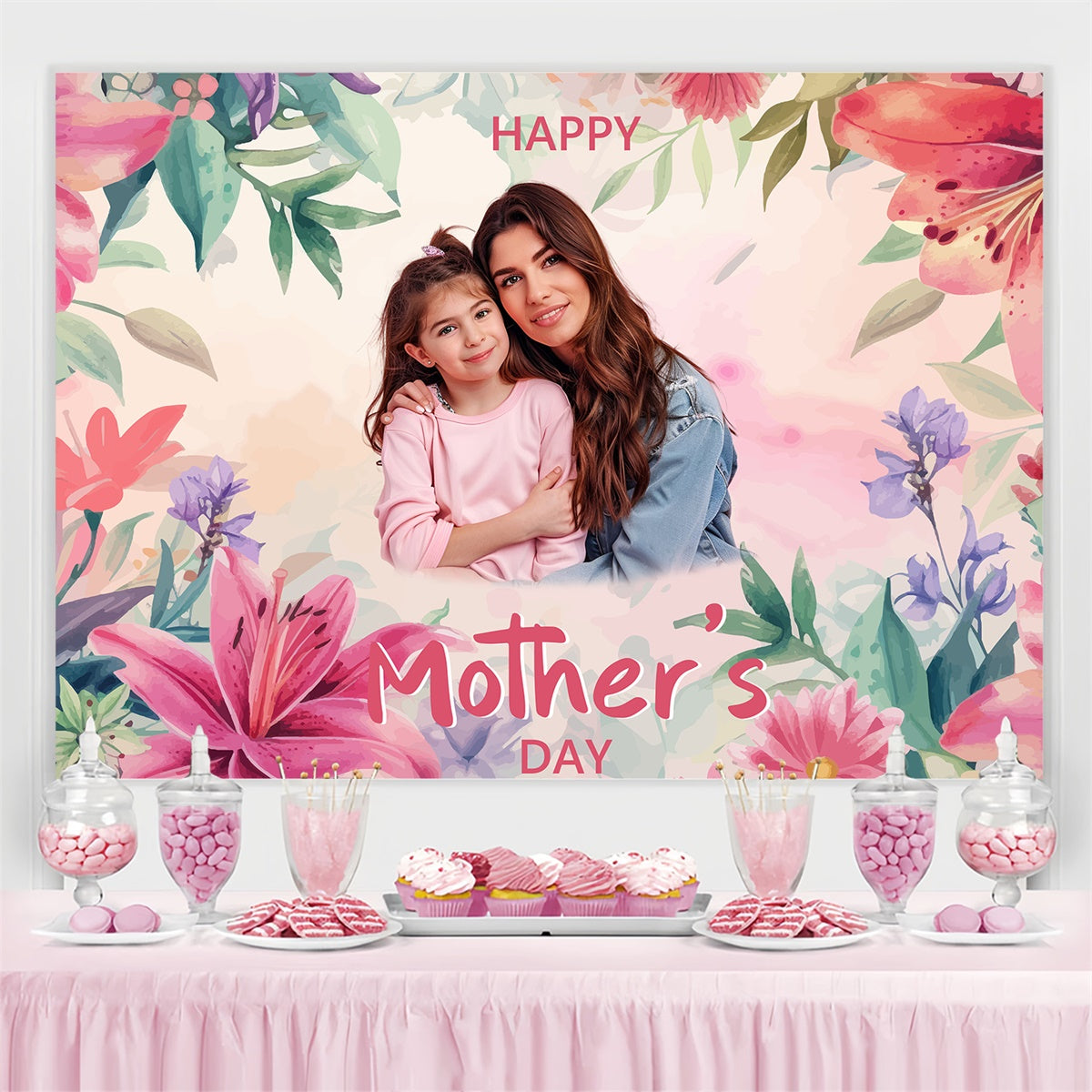 Mothers Day Backdrops Dreamy Pastel Floral Personalized Backdrop UK BRP3-169